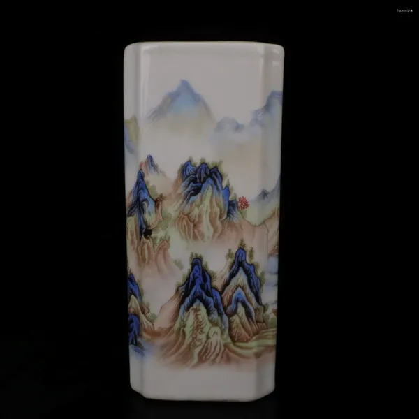 Garrafas Jingdezhen Rosa Colorido Mil Mile Jiangshan Padrão Quadrado Pen Holder Decoração de Porcelana Antiga