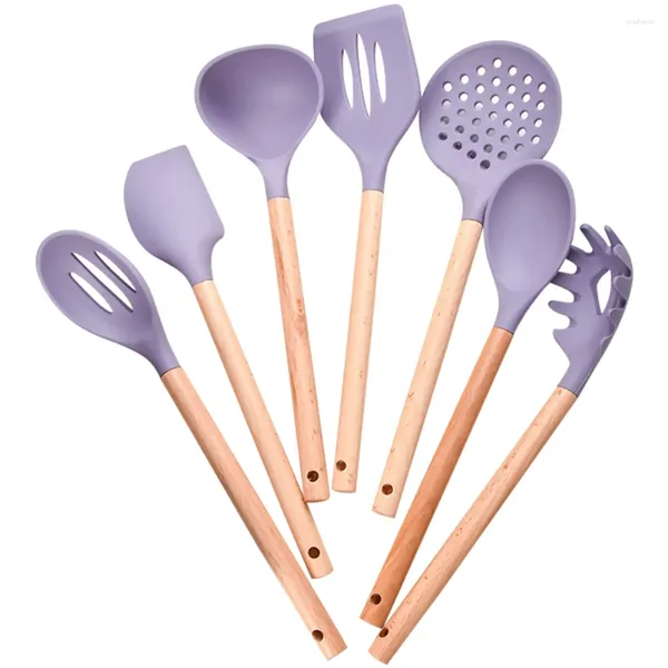 Set di stoviglie Accessori da cucina Utensili da cucina in silicone Utensili da portata in acciaio inossidabile Set di pentole con forchetta