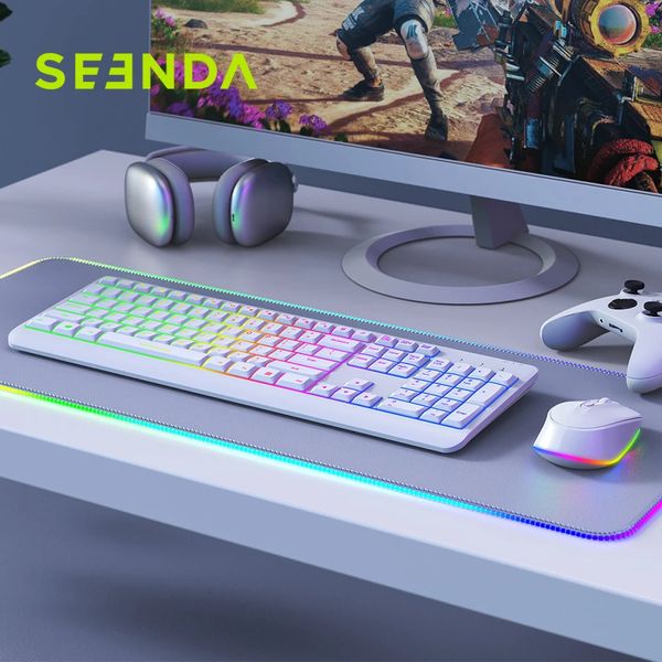 Klavye fare kombinasyonları seenda rgb arkadan aydınlatmalı kablosuz ve kombinasyon aydınlatılmış ergonomik klavyeler 24g ofis bilgisayarı için fareler PC 231030