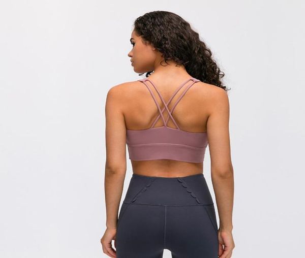 Roupas de yoga sutiã esportivo ambos os ombros à prova de choque roupa interior mulher reunir ventilação yoga logotipo da marca bras5944519