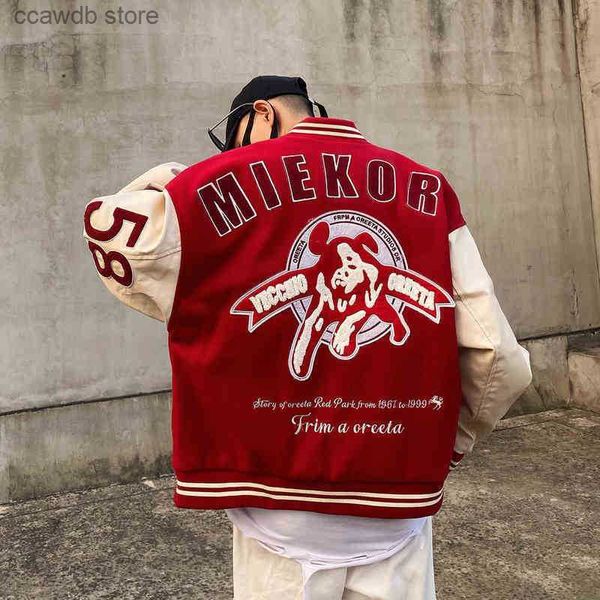 Herrenjacken, Herrenjacken, Schwarz, Rot, Übergröße, Varsity-Jacke, Vintage-Männer, R, Buchstaben-Stickerei, Baseball-Bombermäntel, Damen, Hip-Hop-Streetwear, Lederärmel, T231030