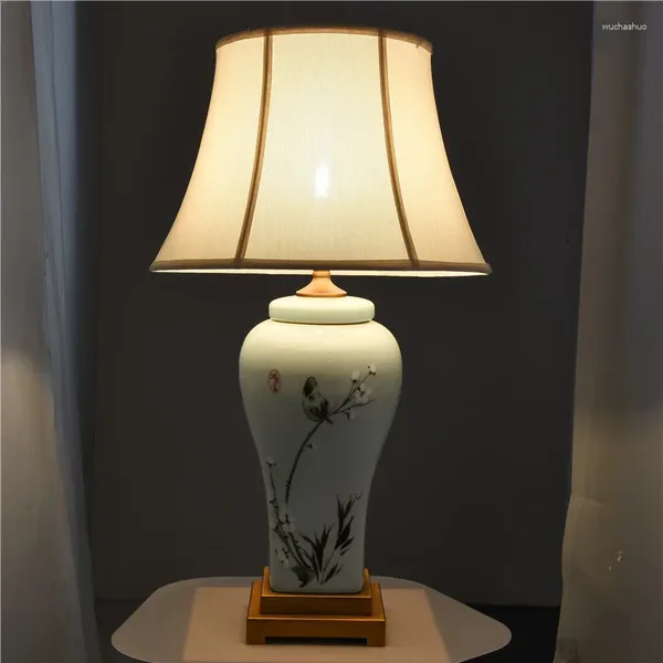 Tischlampen Hongcui Keramik-Schreibtischleuchten, luxuriös, modern, zeitgenössischer Stoff für Foyer, Wohnzimmer, Büro, kreatives Bett, El