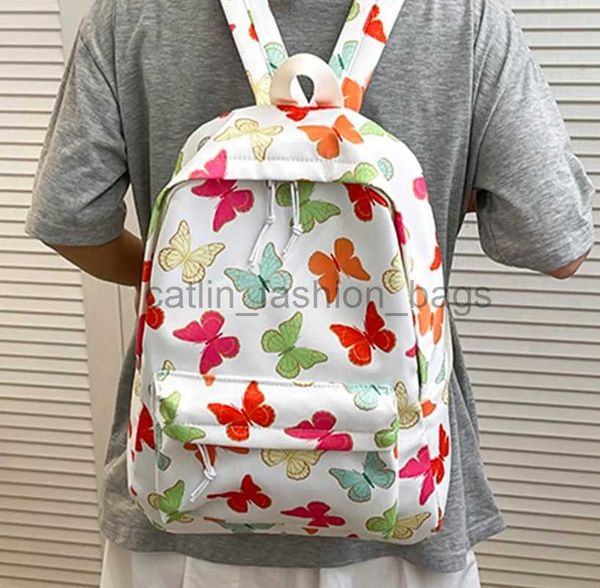 Mochila Estilo Sacos Escolares Buerflies Imprimir Estudante Mochila Nylon Impermeável Cidadão Scoolbag Colorido Grande Capacidade Schoolbagcatlin_fashion_bags