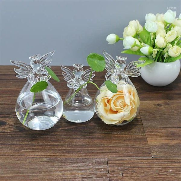 Fontes de festa design de moda anjo modelagem transparente pendurado vidro hidropônico flores vaso diy planta terrário recipiente potes