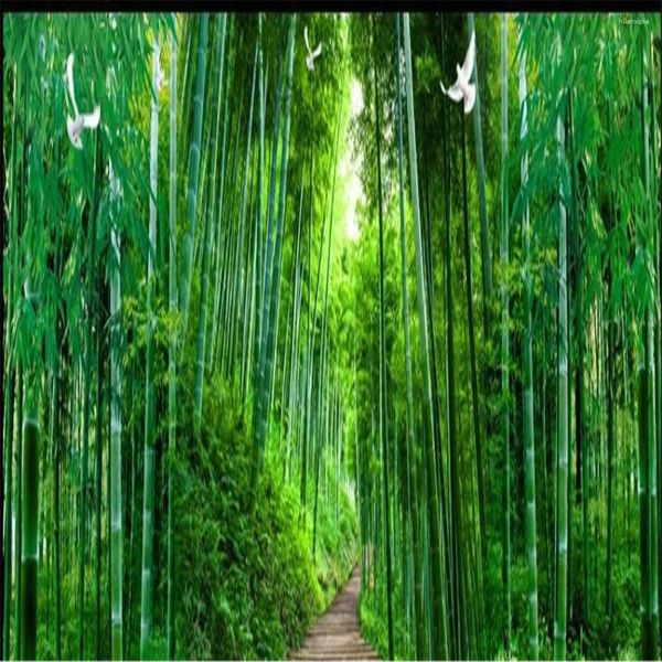 Wallpapers 3d Wallpaper For Walls 3 D Living Room Bamboo Forest Whole House Background Wall