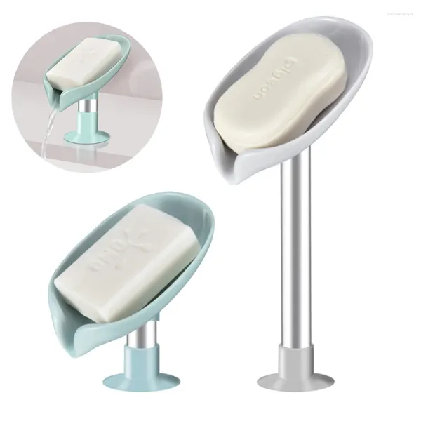 Seifenschalen Blattform Boxschale für Badezimmer Dusche Saugnapfhalter Kunststoff Schwammtablett Küchenwerkzeug