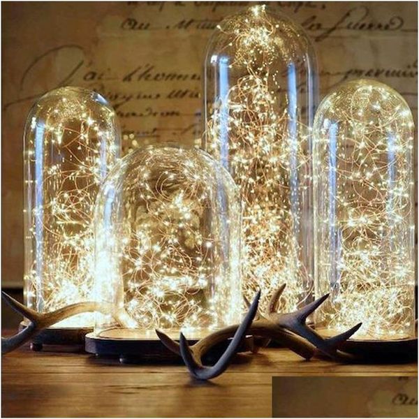Decorações de Natal 1m 2m 5m 10m fio de cobre LED luzes de corda para casa ano decoração navidad entrega jardim festa festiva dhabk