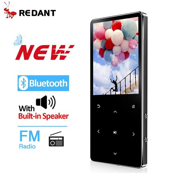 Lettori MP3 MP4 Lettore REDANT con altoparlante integrato Bluetooth Tasto touch Radio FM Riproduzione video Ebook HIFI Metallo MP 4 Musica 8G 16G 32GB 231030