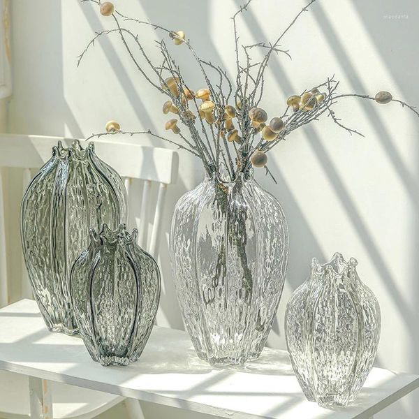 Vasos nórdico vaso de vidro flor estética ikebana design alto hidropônico transparente luxo moderno floreros decoração de casa wk50hp