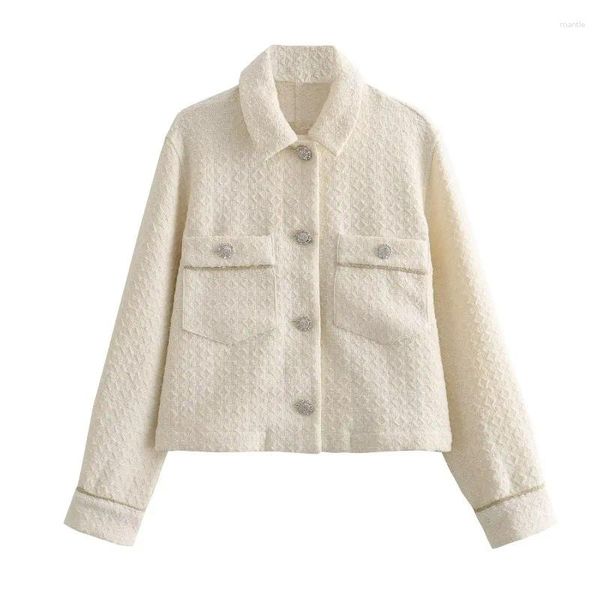 Jaquetas femininas 2023 outono jóias botão curto jaqueta casaco mulheres inverno