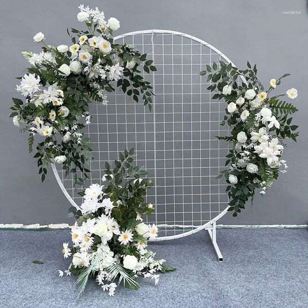 Flores decorativas adereços de casamento fileira de flores arranjo de arco artificial decoração de exibição de janela decoração de palco t cenário floral