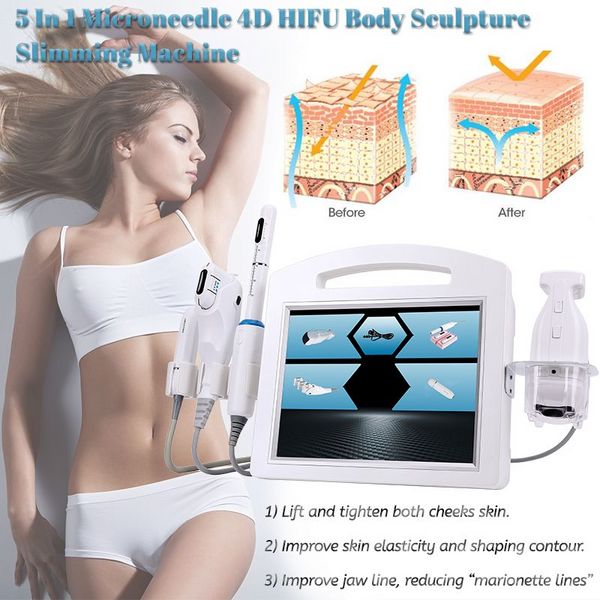 Dispositivo multifuncional 5 em 1 4D Hifu, remoção de rugas, lifting facial, emagrecimento, aperto vaginal 3D