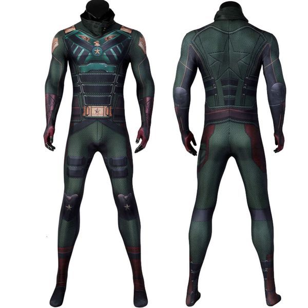 Cosplay dos meninos soldado menino cosplay traje herói americano retorno ben verde impressão macacão super-herói capitão zentai