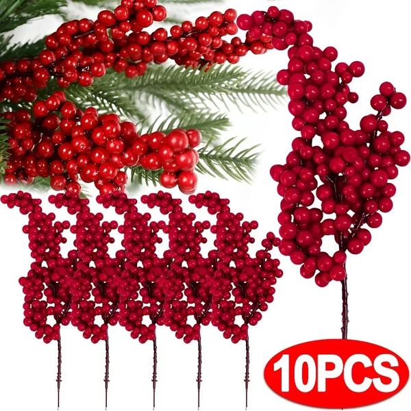 Diğer Etkinlik Partisi Yapay Kırmızı Berry Flowers Buket Buket Sahte Bitki Ev Vazo Dekor Noel Ağaç Süsleri Yıl 2024 Noel Dekorasyonu 231030