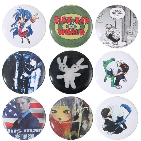 Weißblech Pin Button Benutzerdefinierte Anime Rolle Old-school Hip-Pop Horror Film Brosche Cartoon Kragen Abzeichen Schmuck Geschenk Fans