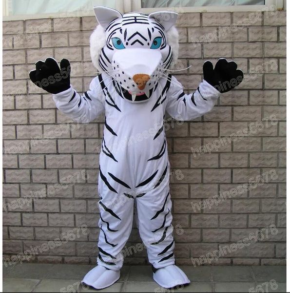 Desempenho branco tigre mascote trajes celebração do feriado personagem dos desenhos animados roupa terno carnaval adultos tamanho halloween natal fantasia vestido de festa