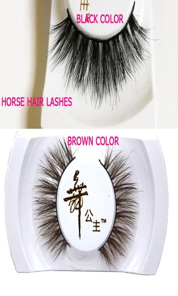 Cílios de cabelo de cavalo mulheres senhora marrom cabelo de cavalo real grosso longo falso cílios alados cílios postiços grossos curto a longo cabelo eyel1771560