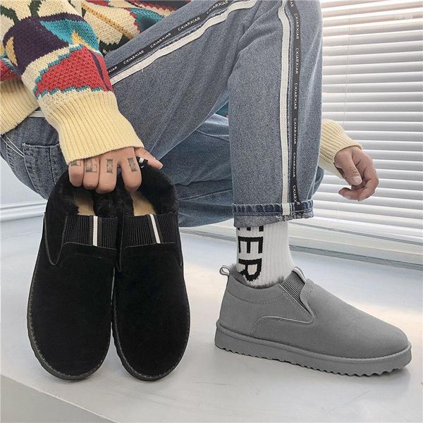 Stivali invernali Plus Velluto Calore Scarpe di cotone spesse antiscivolo Versione coreana da uomo Pigro Neve Casual