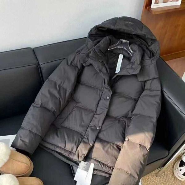 Lululu jaqueta feminina parkas canadá lululu cinco grade puff ganso para baixo casaco quente curto fragrância com capuz malha vermelho para baixo