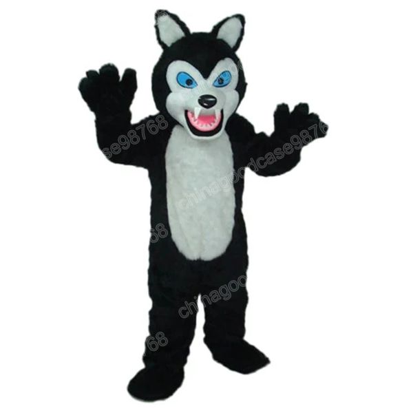 Costume da mascotte lupo bianco nero da performance di alta qualità, Natale, Halloween, vestito da festa, personaggio dei cartoni animati, vestito da carnevale, vestito unisex