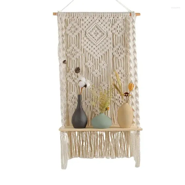 Wandteppiche, Makramee-Pflanzenregal, Wandaufhänger für Pflanzen, handgefertigtes Dekor im Boho-Stil mit schönem Seil und
