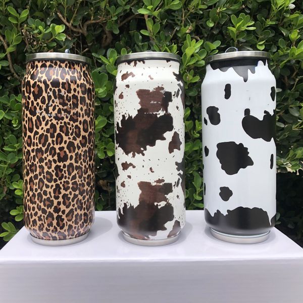 Tazze di design con LOGO Adventure Leopard Cow Design Bicchieri Maniglia Coperchi Tazze per auto Bottiglie di acqua potabile isolate sotto vuoto