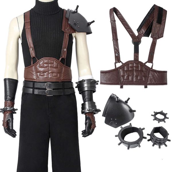 Cosplay Kostümzubehör für Erwachsene Final Fantasy VII Remake Cloud Cosplay Bloomers Hosenträger mit Schulterpanzerung FF Armstützen Gürtel