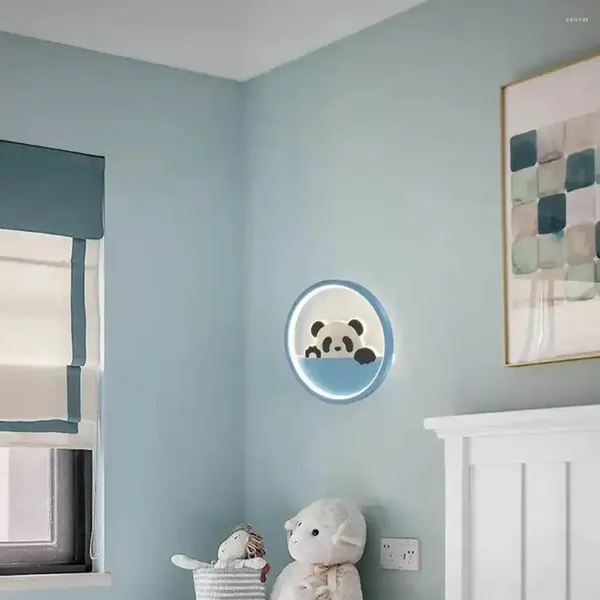 Lampada Da Parete A Led Per Bambini Cartoon Design Rosa Simpatico Panda Luce Per Soggiorno Camera Da Letto Casa El Comodino Decorativo