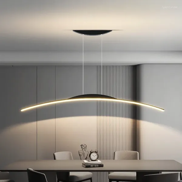 Avizeler modern yemek masası çubuğu kolye lambası minimalist led uzun ofis asma avize tasarımcı odası basit aydınlatma