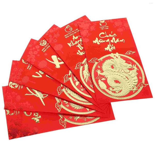 Decorações de jardim 6 pcs festa pacotes vermelhos primavera festival presente envelope o ano dragão envelopes chinês