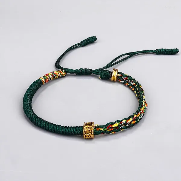 Braccialetti con ciondoli Amuleto tibetano fatto a mano Colore oro Treccia Filo Bracciale portafortuna Braccialetti per donne Uomini Porta fortuna