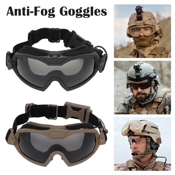 Óculos ao ar livre tático óculos anti nevoeiro com micro ventilador airsoft proteção militar motocycle óculos de segurança para a caça 231030