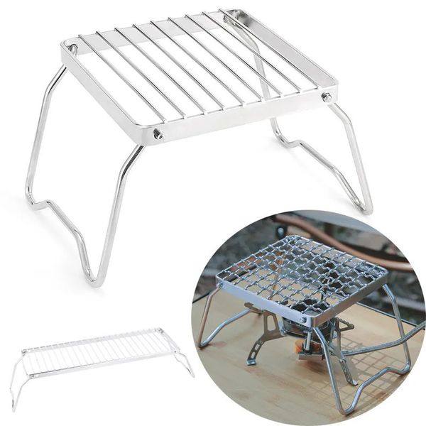 Fogões BBQ Grill Multifuncional Dobrável Campfire Portátil Aço Inoxidável Grelha de Acampamento Fogão a Gás Stand Outdoor Rack 231030