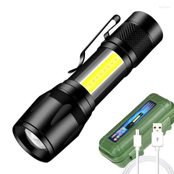 Lanterne portatili Ad alta potenza ricaricabile LED Mini Zoom Torcia da campeggio esterna Lampada forte Lanterna Tattica impermeabile