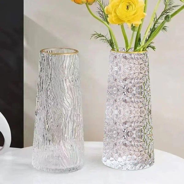 Vasos simples e transparente vaso de vidro mesa água levantada rosas flores ins estilo sala de estar decorações