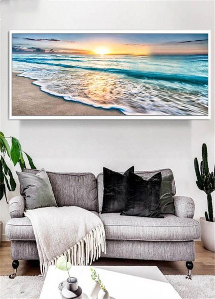 5D DIY квадратный круглый алмаз картина большой размер морской пейзаж пляжная волна восход солнца над морем художественный набор мозаика алмазная вышивка AS24807073