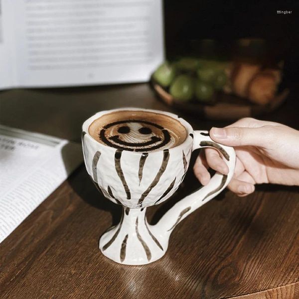 Tassen Koreanische handbemalte Tasse Design Frühstück Milch lustige Keramik Geschenk gestreift Zebra Leopard dekorative Kaffeetasse