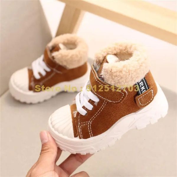 Botas crianças quentes inverno meninos mais engrossar sapatos de algodão de veludo meninas impermeáveis curto bebê 231030