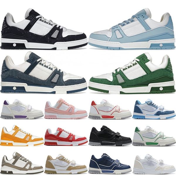 2024 Virgil Trainer Designer-Sneakers Freizeitschuhe Kalbsleder Leder Abloh Tripler Weiß Rosa DHgate Plattform Herren Damen Vuittns Niedrige Outdoor-Schuhgröße Euro 36-45