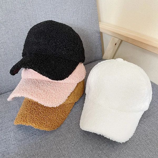 Top Caps Kış Kadın Beyzbol Kapağı Yapay Kuzu Yün Şapkalar Versiyon Sıcak Peluş Sonbahar 231027