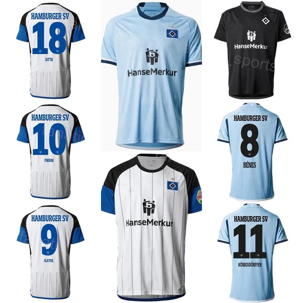 Herren 27 DOMPE Fußballtrikot Hamburger SV 28 MUHEIM 14 REIS 3 HEYER 22 VAN DER BREMPT 23 MEFFERT 5 HADZIKADUNIC 8 BENES 9 GLATZEL 18 JATTA Fußballtrikot-Kits Team Club