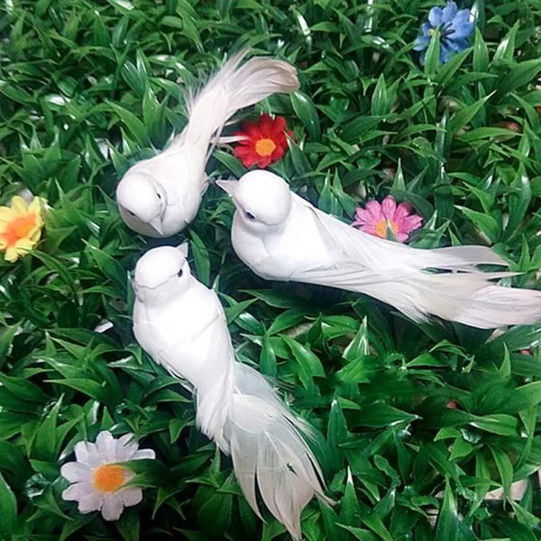 Objetos decorativos estatuetas pombas brancas penas espuma artificial amante paz pombos pássaros casa jardim decoração de casamento imitação modelo natal po adereços 231030