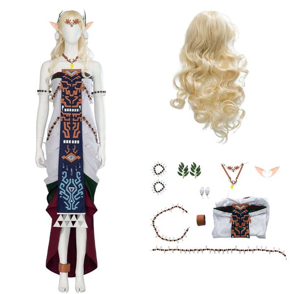 Cosplay adulto feminino jogo traje lágrimas o reino primeira rainha de hyrule vestido sonia cosplay roupa completa customizável