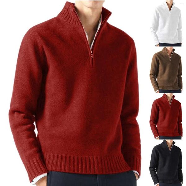 Männer Pullover Herbst Winter Dick Gestrickte Pullover Männer Pullover Warme Wolle Zipper Mock Neck Slim Fit Stricken Kausalen Jumper