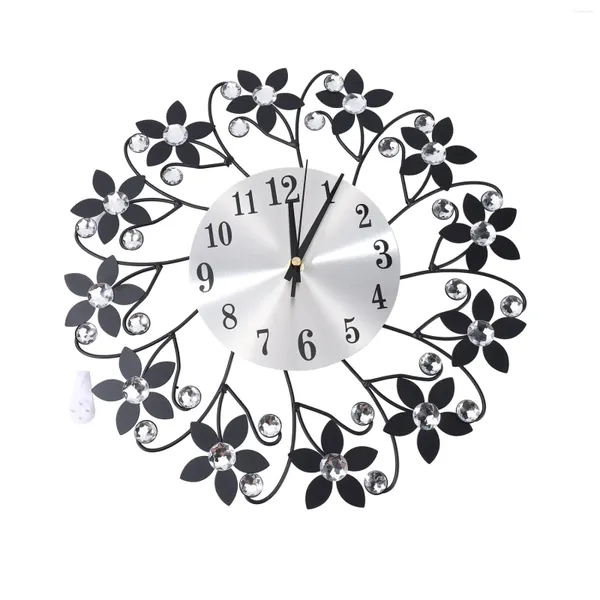 Relógios de parede 3D Relógio Redondo Folha Pétalas Metal Dial com Numerais Árabes Decorativos para Sala de estar Quarto Escritório Sp