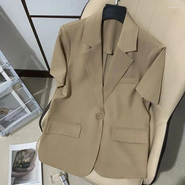 Ternos femininos 2023 blazer verão protetor solar jaqueta branca jaquetas moda feminina fina manga curta topos h9