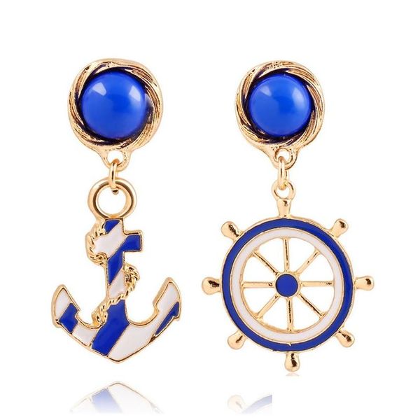 Dangle Kronleuchter Marine-Stil Mode Anker Ohrringe Epoxy Emaille Ruder Ohrring für Frauen Damen vergoldet Schmuck Geschenke Drop De Dhvyt