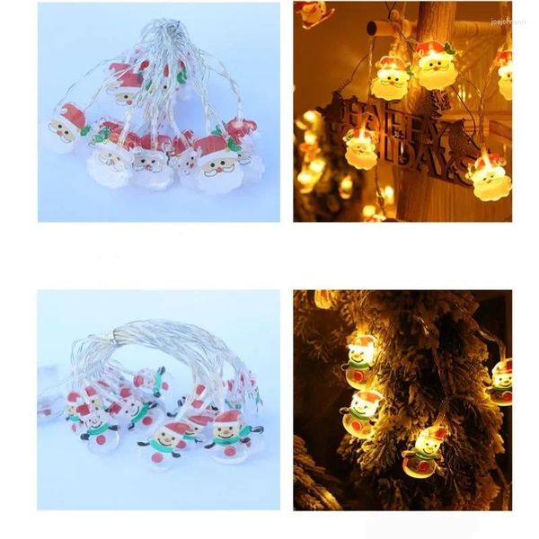 Cuerdas 2024 Navidad Led Garland Light String 1.5m 10leds / 3m 20leds Árbol de Navidad Santa Claus Muñeco de nieve para vacaciones Decorativo