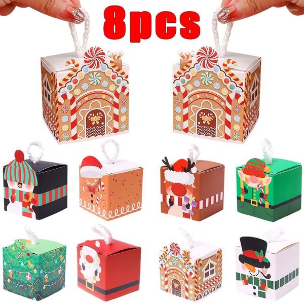 Envoltório de presentes 1/4 / 8pcs sacos de Natal árvore de Natal Papai Noel boneco de neve caixas de doces biscoitos biscoitos corda portátil embalagem crianças