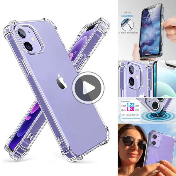 Klare, stoßfeste Handyhülle für iPhone 15 13 12 11 Pro Max XS Max X XR 8 7 6 6S Plus SE 12 13 14 Mini Silikonhülle